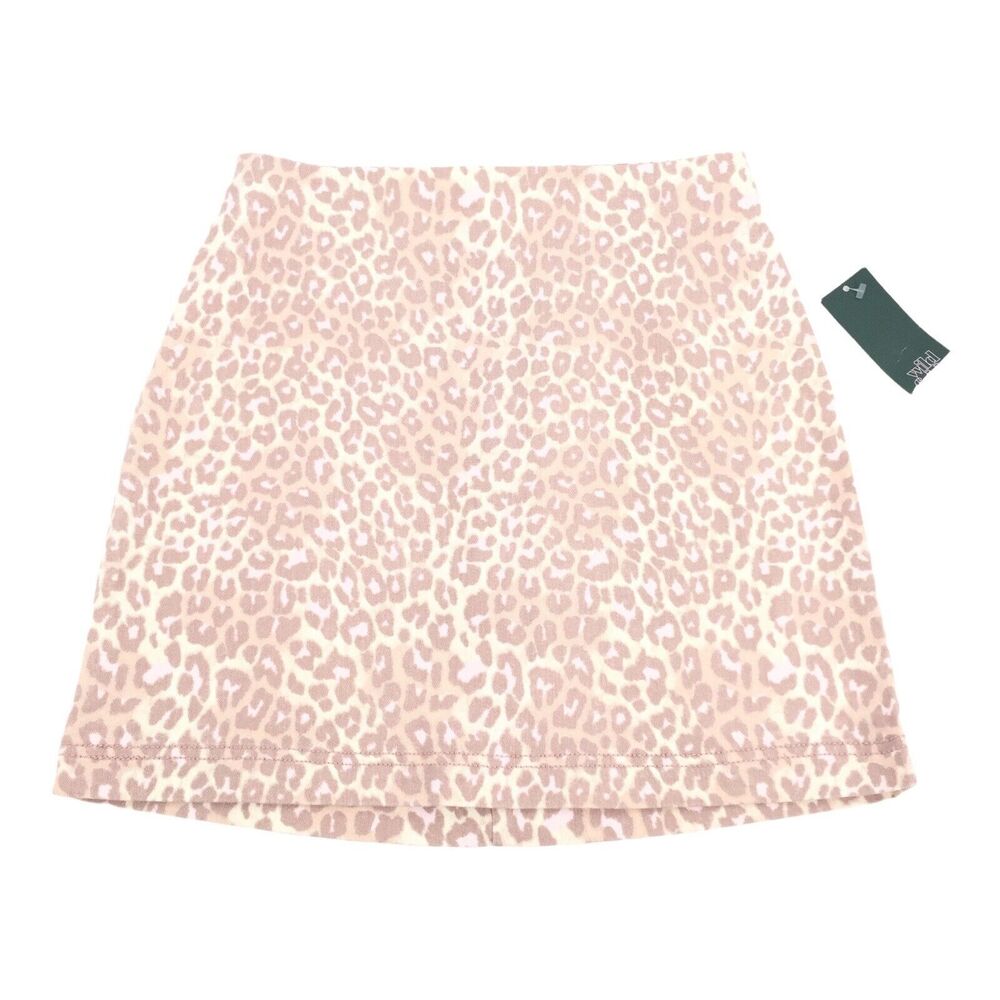 New Wild Fable Leopard Print Mini Skirt 0 Womens Light Pink White Animal Cheetah